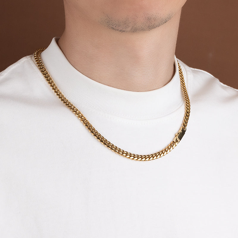 Men's Stainless Steel Cuban Link Chain Necklace - Gold & Silver, Multiple Widths (0.19in/0.23in/0.31in) & Lengths (18-30in)