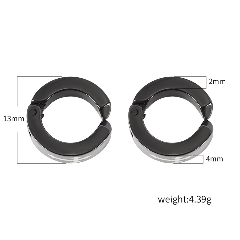 Women's Stainless Steel Cross Design Huggie Ear Cuffs - Black & Silver