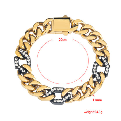 Men's Stainless Steel Cuban Link Bracelet - Two - Tone Combinations (Gold & Black, Steel & Black)