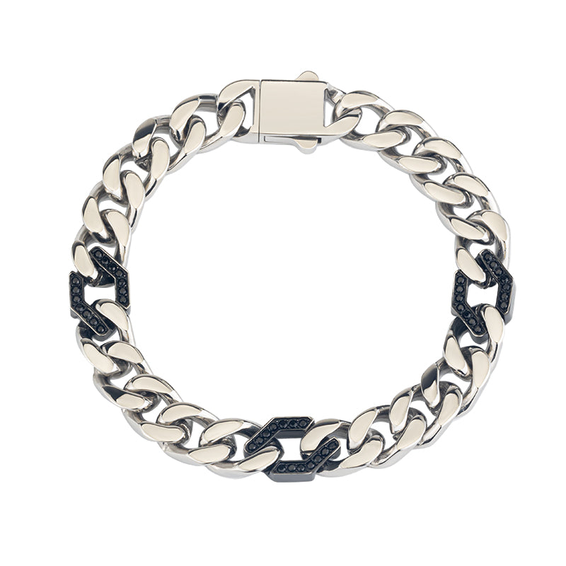 Men's Stainless Steel Cuban Link Bracelet - Two - Tone Combinations (Gold & Black, Steel & Black)