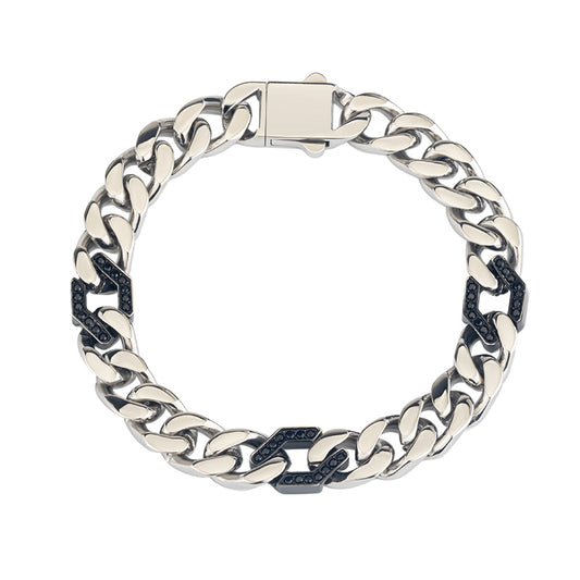 Men's Stainless Steel Cuban Link Bracelet - Two - Tone Combinations (Gold & Black, Steel & Black)