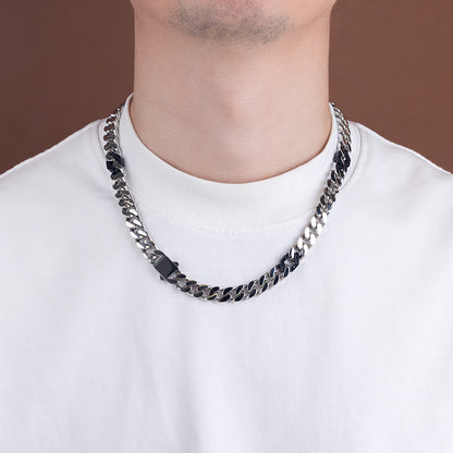 Men's Stainless Steel Cuban Link Chain Necklace - Two - Tone Combinations (Gold &amp; Black, Silver &amp; Black, etc.)