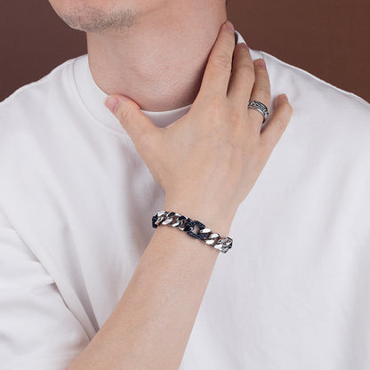 Men's Stainless Steel Cuban Link Bracelet - Two - Tone Combinations (Gold & Black, Steel & Black)