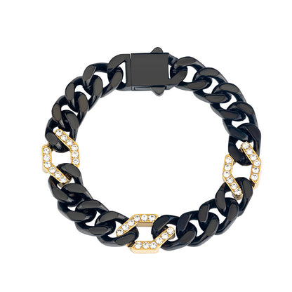 Men's Stainless Steel Cuban Link Bracelet - Two - Tone Combinations (Gold & Black, Steel & Black)