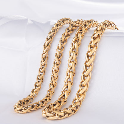 Men's Stainless Steel Cuban Link Chain Necklace - Gold & Silver with Crystal Clasp
