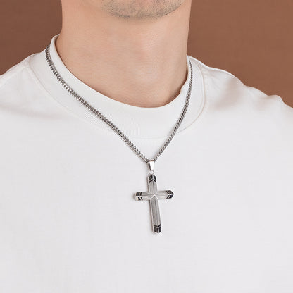 Unisex Stainless Steel Cross Necklace - Gold & Silver, 4mm Chain, 18" Length, Detailed Cross Pendant