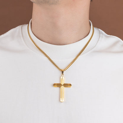 Unisex Stainless Steel Cross Necklace - Gold & Silver, 4mm Chain, 18" Length, Detailed Cross Pendant