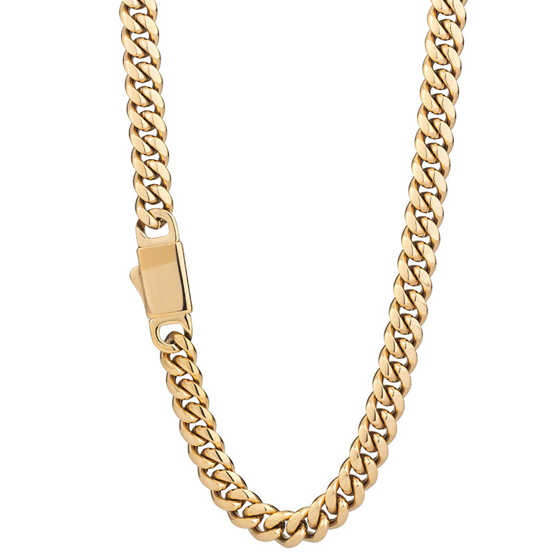 Men's Stainless Steel Cuban Link Chain Necklace - Gold & Silver, Multiple Widths (0.19in/0.23in/0.31in) & Lengths (18-30in)