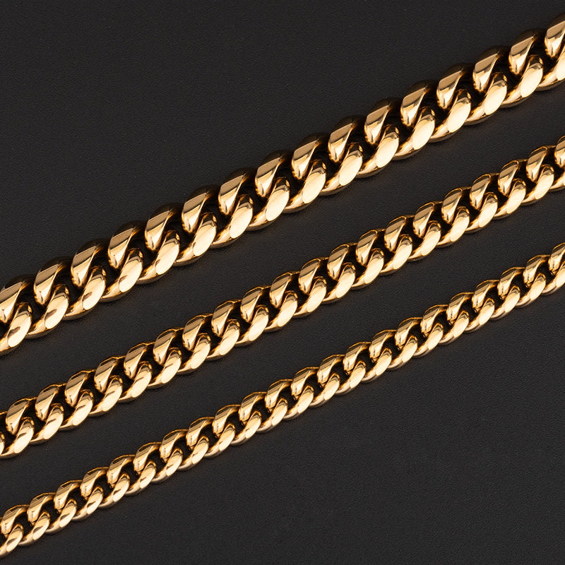 Men's Stainless Steel Cuban Link Chain Necklace - Gold & Silver, Multiple Widths (0.19in/0.23in/0.31in) & Lengths (18-30in)
