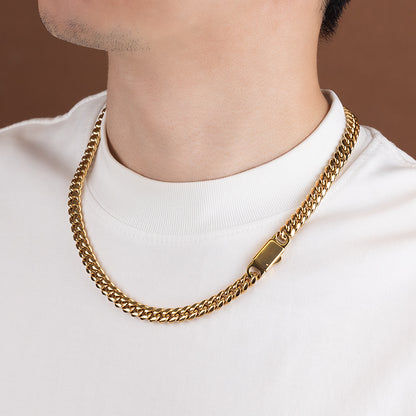 Men's Stainless Steel Cuban Link Chain Necklace - Gold & Silver, Multiple Widths (0.19in/0.23in/0.31in) & Lengths (18-30in)