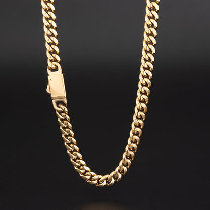 Men's Stainless Steel Cuban Link Chain Necklace - Gold & Silver, Multiple Widths (0.19in/0.23in/0.31in) & Lengths (18-30in)