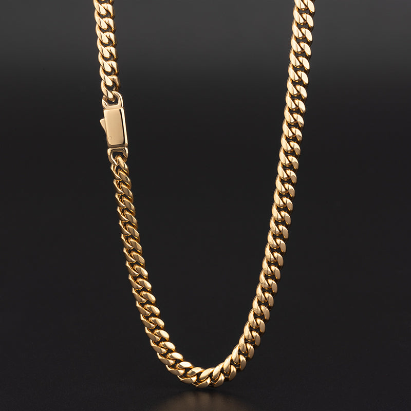 Men's Stainless Steel Cuban Link Chain Necklace - Gold & Silver, Multiple Widths (0.19in/0.23in/0.31in) & Lengths (18-30in)