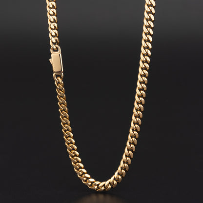 Men's Stainless Steel Cuban Link Chain Necklace - Gold & Silver, Multiple Widths (0.19in/0.23in/0.31in) & Lengths (18-30in)