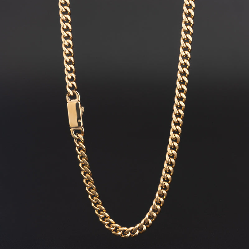 Men's Stainless Steel Cuban Link Chain Necklace - Gold & Silver, Multiple Widths (0.19in/0.23in/0.31in) & Lengths (18-30in)