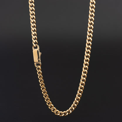 Men's Stainless Steel Cuban Link Chain Necklace - Gold & Silver, Multiple Widths (0.19in/0.23in/0.31in) & Lengths (18-30in)
