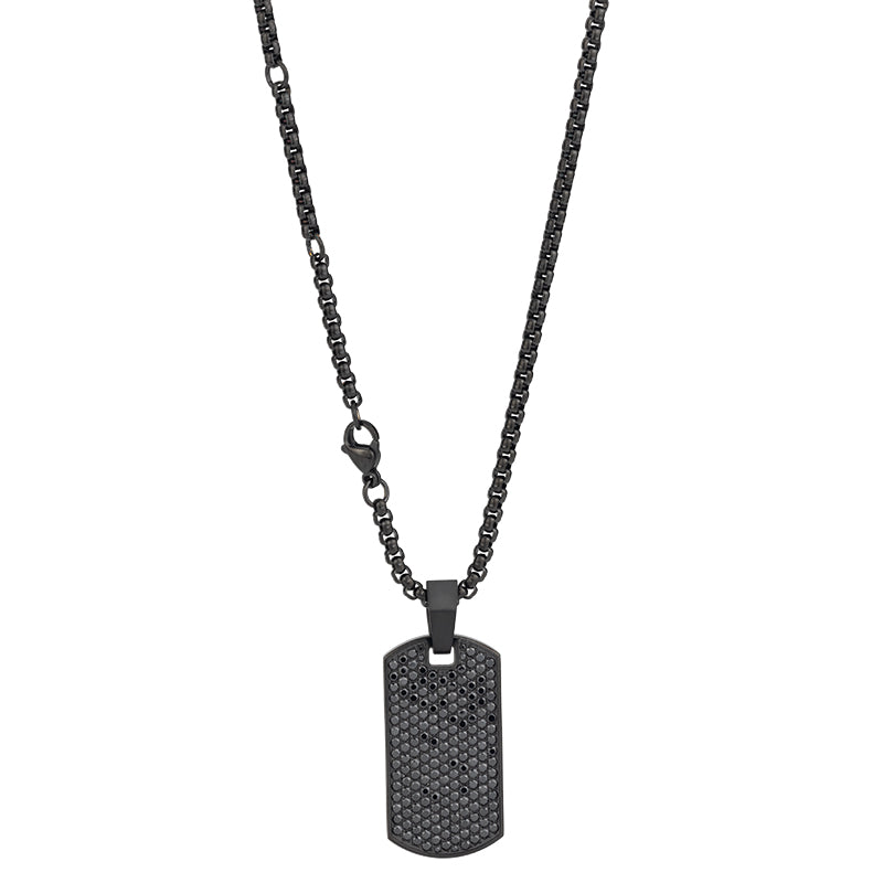 Unisex Stainless Steel Rectangular Zircon Pendant Necklace - Multiple Color Combinations