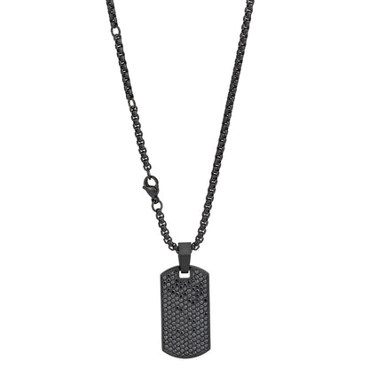 Unisex Stainless Steel Rectangular Zircon Pendant Necklace - Multiple Color Combinations