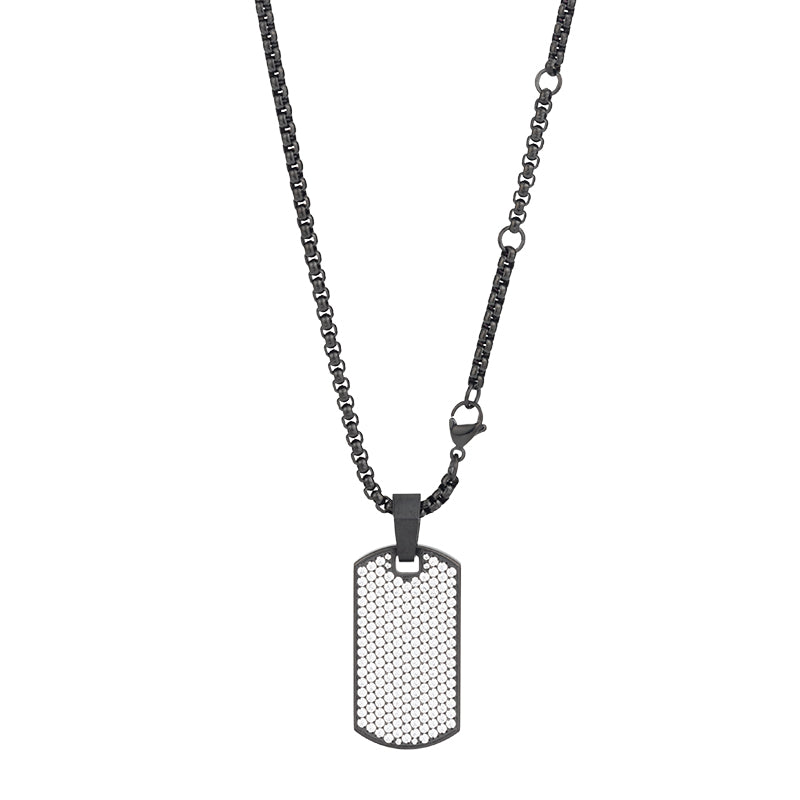 Unisex Stainless Steel Rectangular Zircon Pendant Necklace - Multiple Color Combinations
