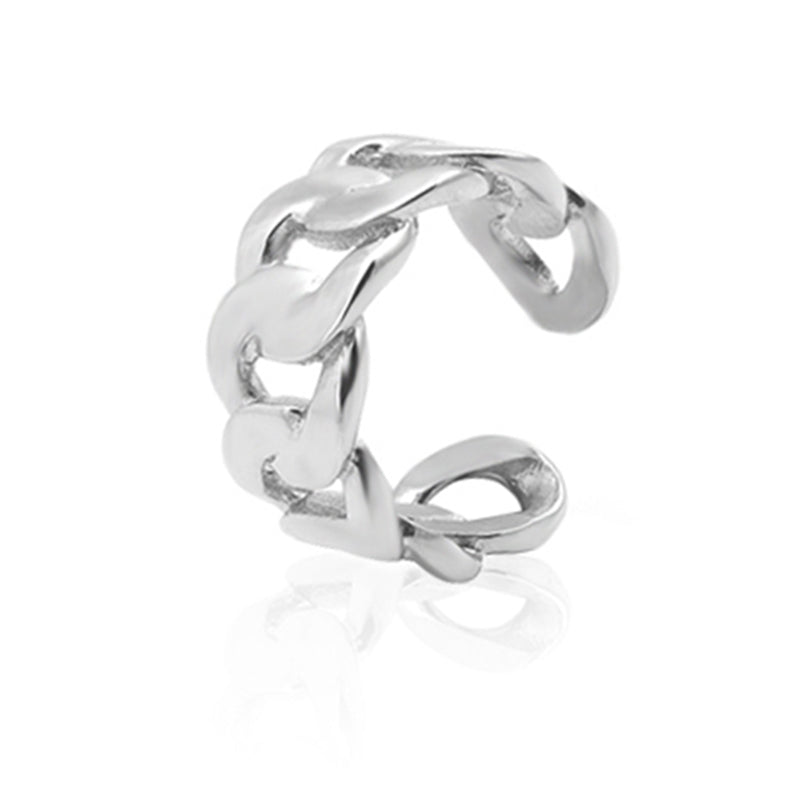 Women's Stainless Steel Chain Link Open Ring - Gold & Silver