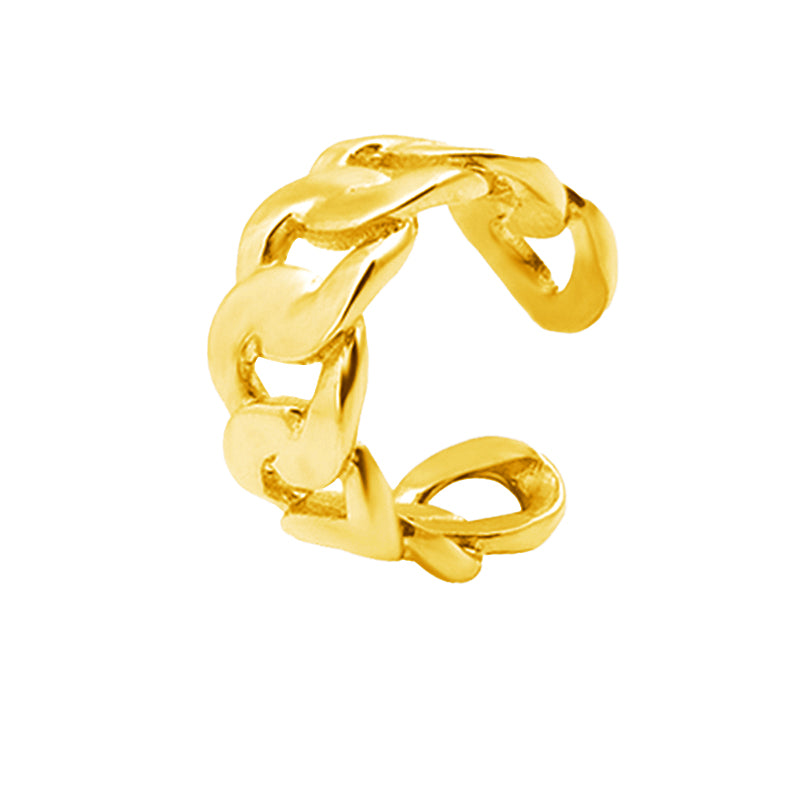 Women's Stainless Steel Chain Link Open Ring - Gold & Silver