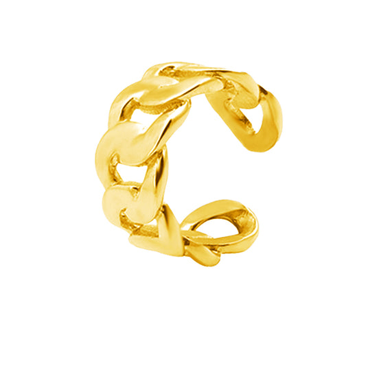 Women's Stainless Steel Chain Link Open Ring - Gold & Silver