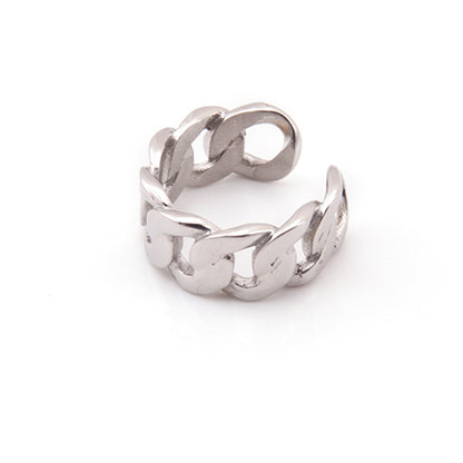 Women's Stainless Steel Chain Link Open Ring - Gold & Silver