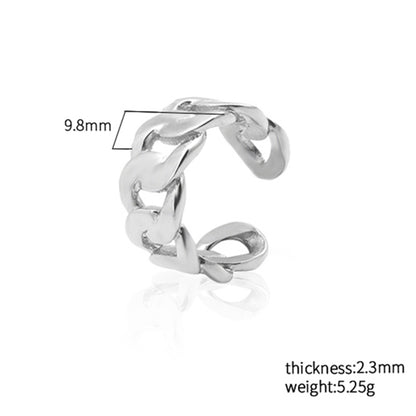 Women's Stainless Steel Chain Link Open Ring - Gold & Silver