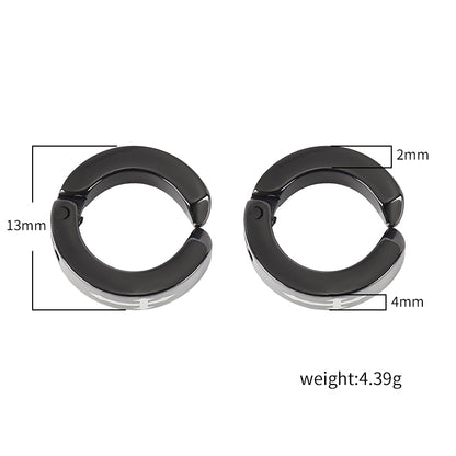 Women's Stainless Steel Cross Design Huggie Ear Cuffs - Black & Silver