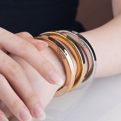 Women's Stainless Steel Polished Bangle Bracelet - Gold, Silver, Rose Gold, Timeless Elegant Design