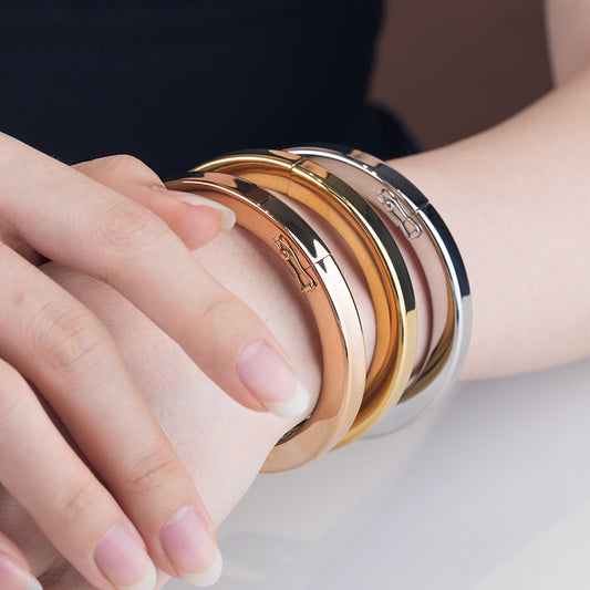 Women's Stainless Steel Polished Bangle Bracelet - Gold, Silver, Rose Gold, Timeless Elegant Design