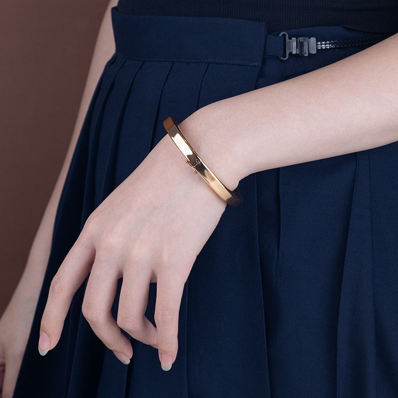 Women's Stainless Steel Polished Bangle Bracelet - Gold, Silver, Rose Gold, Timeless Elegant Design