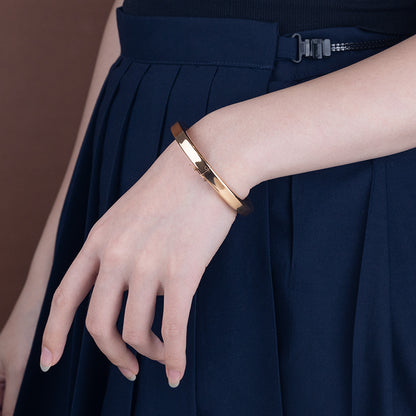 Women's Stainless Steel Polished Bangle Bracelet - Gold, Silver, Rose Gold, Timeless Elegant Design