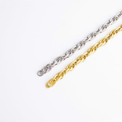 Men's Stainless Steel Twisted Chain Bracelet - Gold & Silver, 0.4" Width, 8.86" Length