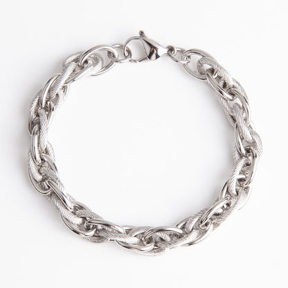 Men's Stainless Steel Twisted Chain Bracelet - Gold & Silver, 0.4" Width, 8.86" Length