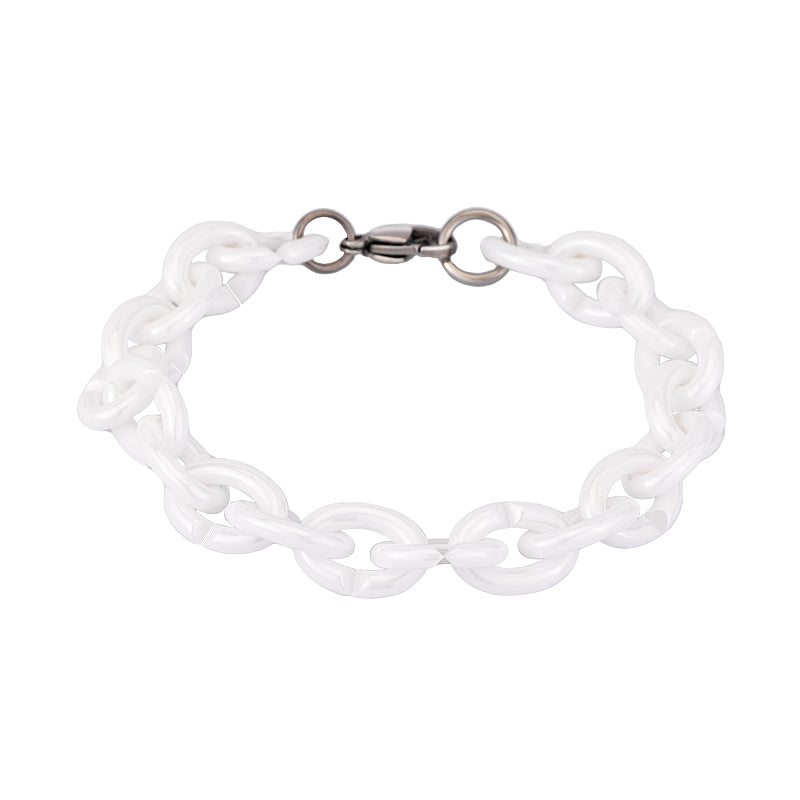Women's Ceramic Chain Bracelet - White & Deep Blue, Stylish & Comforting