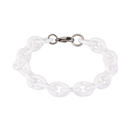 Women's Ceramic Chain Bracelet - White & Deep Blue, Stylish & Comforting