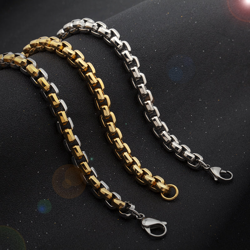 Unisex Stainless Steel Cuban Link Bracelet - Gold & Silver, 8.2mm Width, 8.5" Length