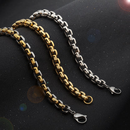 Unisex Stainless Steel Cuban Link Bracelet - Gold & Silver, 8.2mm Width, 8.5" Length