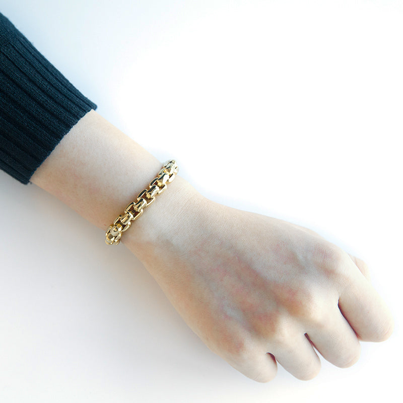 Unisex Stainless Steel Cuban Link Bracelet - Gold & Silver, 8.2mm Width, 8.5" Length