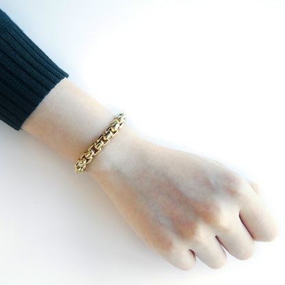 Unisex Stainless Steel Cuban Link Bracelet - Gold & Silver, 8.2mm Width, 8.5" Length