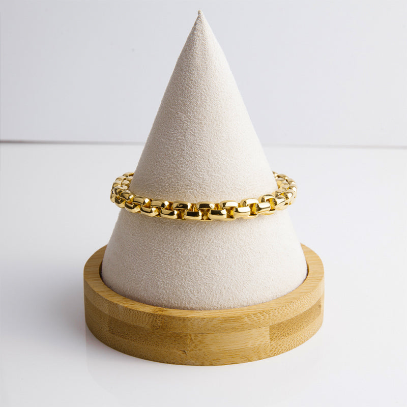 Unisex Stainless Steel Cuban Link Bracelet - Gold & Silver, 8.2mm Width, 8.5" Length