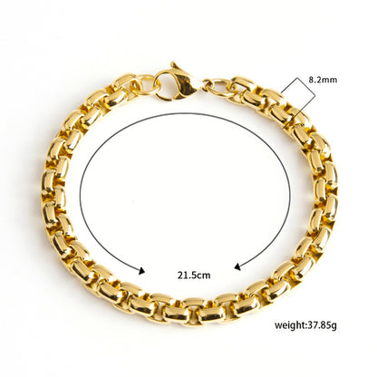 Unisex Stainless Steel Cuban Link Bracelet - Gold & Silver, 8.2mm Width, 8.5" Length