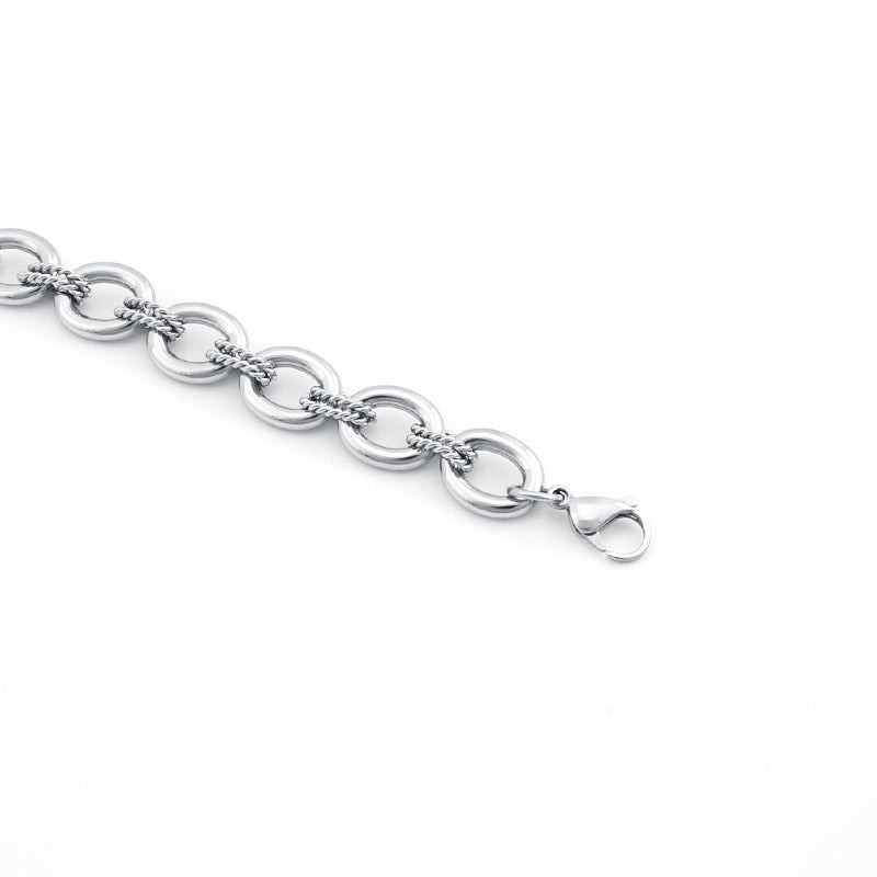 Women's Stainless Steel Two - Tone Chain Bracelet - Gold & Silver Stylish Link Design