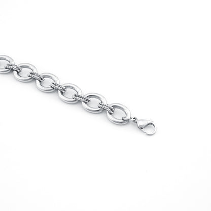 Women's Stainless Steel Two - Tone Chain Bracelet - Gold & Silver Stylish Link Design