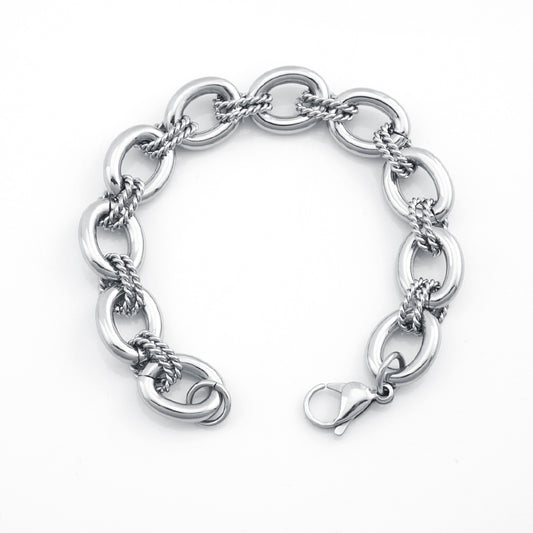 Women's Stainless Steel Two - Tone Chain Bracelet - Gold & Silver Stylish Link Design