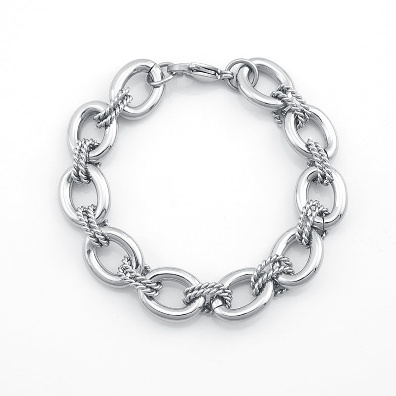 Women's Stainless Steel Two - Tone Chain Bracelet - Gold & Silver Stylish Link Design