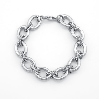 Women's Stainless Steel Two - Tone Chain Bracelet - Gold & Silver Stylish Link Design