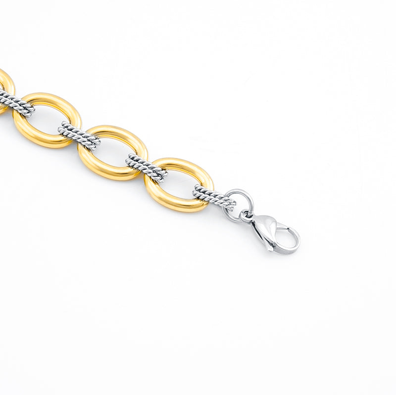 Women's Stainless Steel Two - Tone Chain Bracelet - Gold & Silver Stylish Link Design