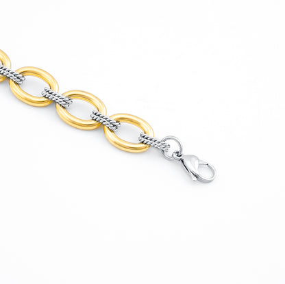 Women's Stainless Steel Two - Tone Chain Bracelet - Gold & Silver Stylish Link Design