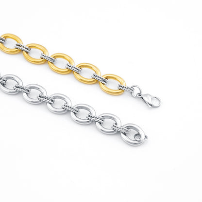 Women's Stainless Steel Two - Tone Chain Bracelet - Gold & Silver Stylish Link Design
